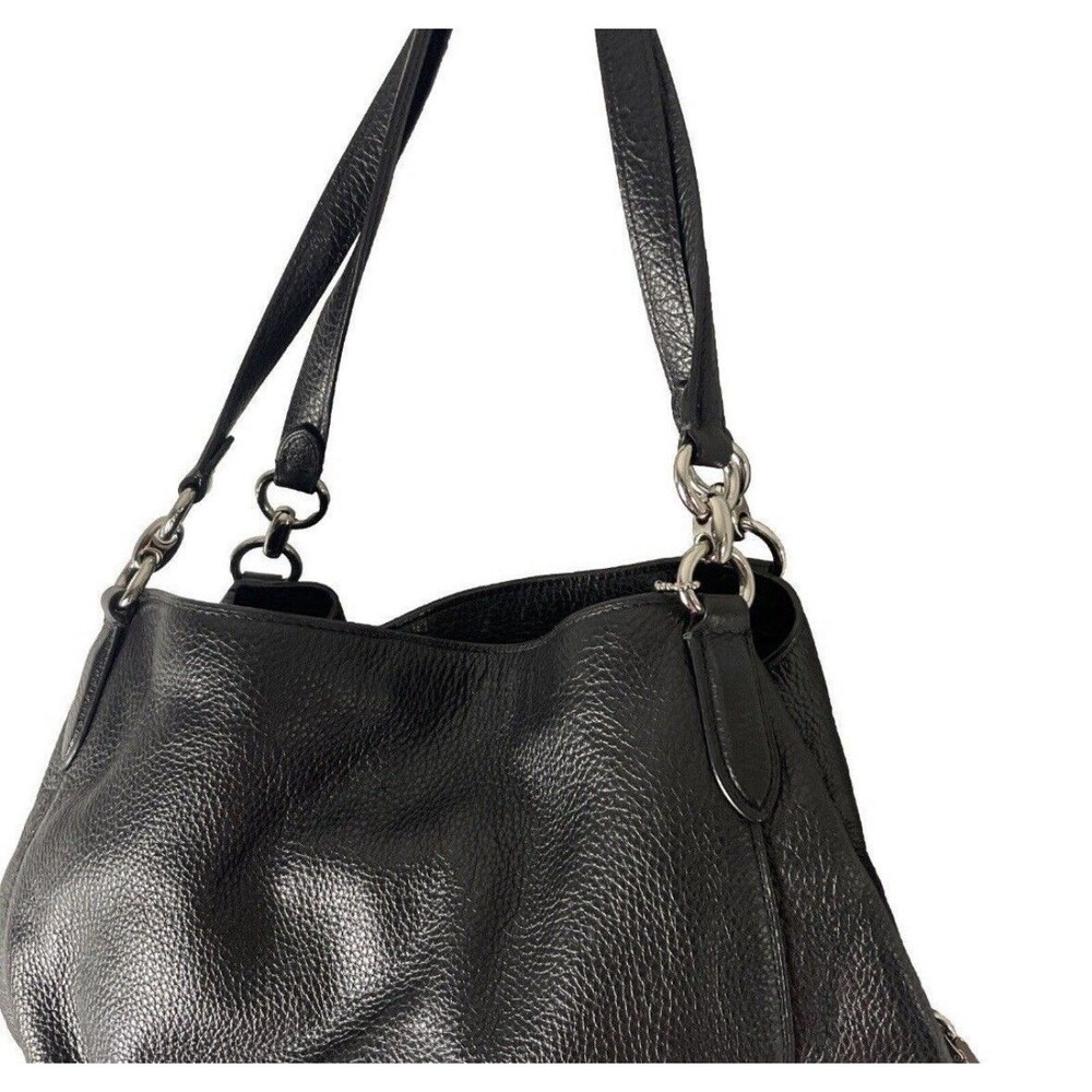 Coach Hallie Pebble Leather Shoulder Bag - Black/Chrome F80268 Soft Leather - Picture 11 of 12